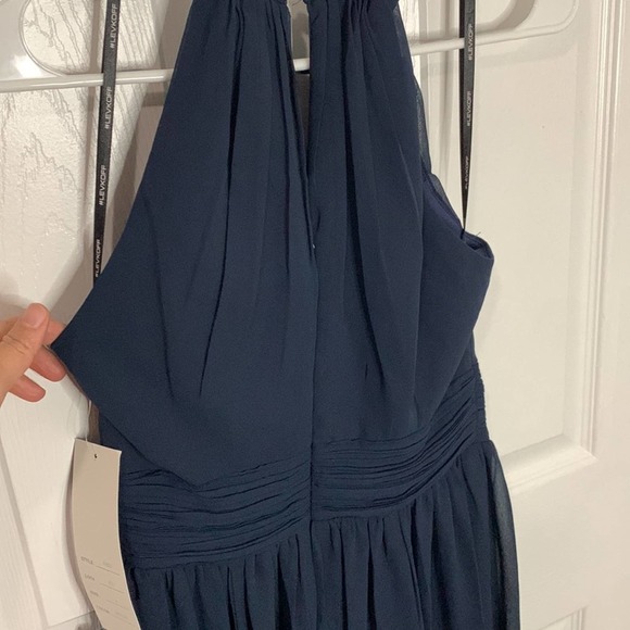 NWT BILL LEVKOFF Navy Chiffon Key-hole A-line Gown. Size 2 - Picture 4 of 7